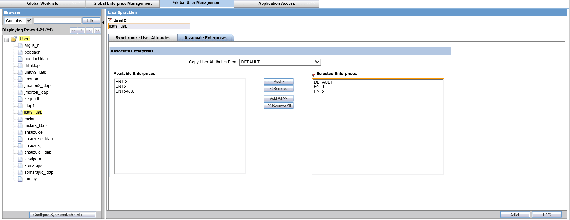 User-Enterprise Association