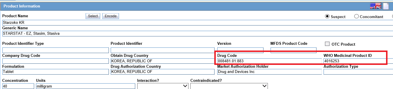 WHO Medicinal Product ID WHO Medicinal Product ID