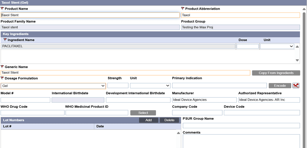 Product screen
