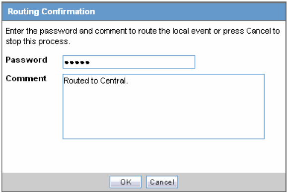 Routing Confirmation dialog box
