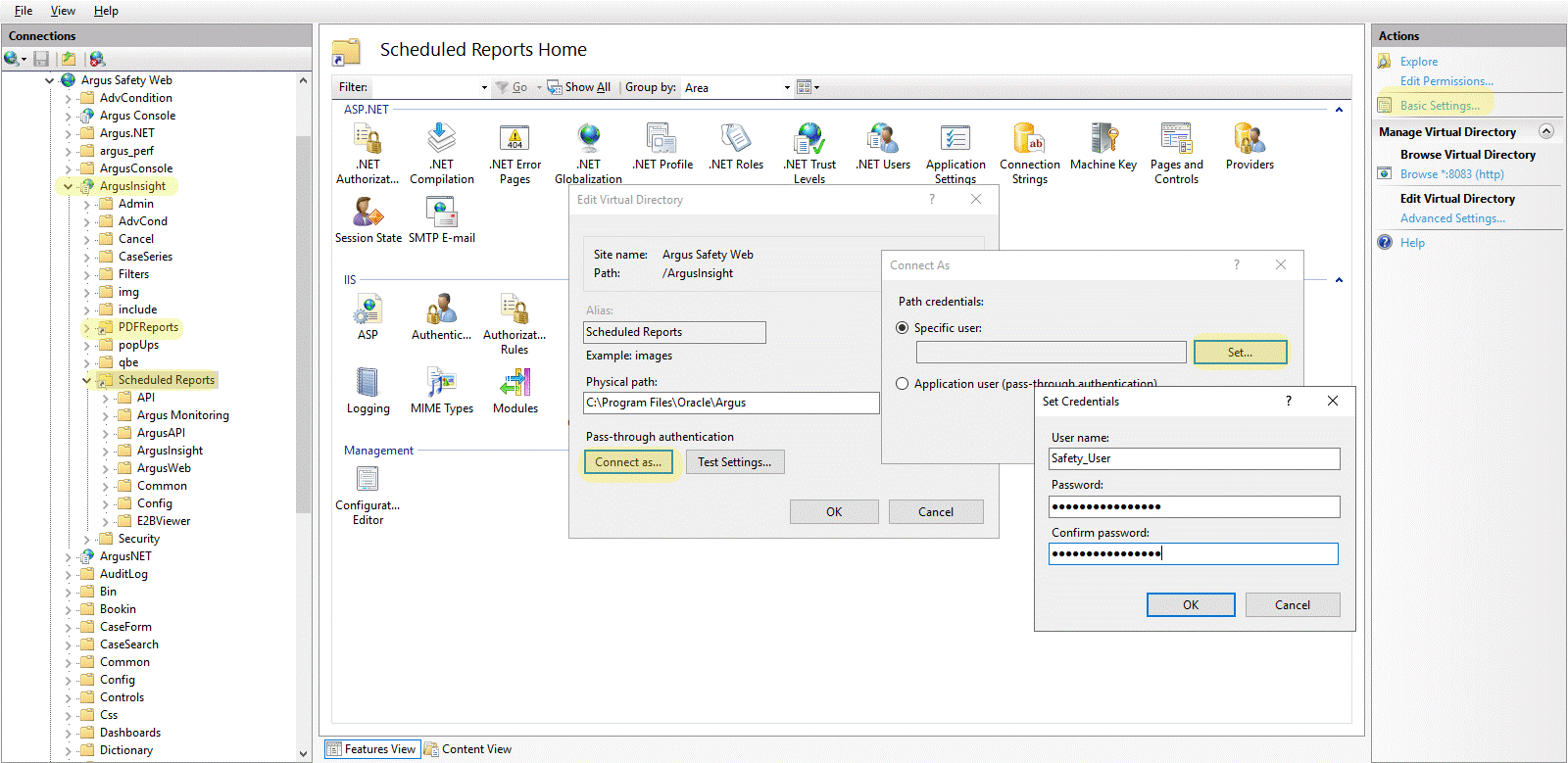 Configure Virtual Directories via Application dialog box