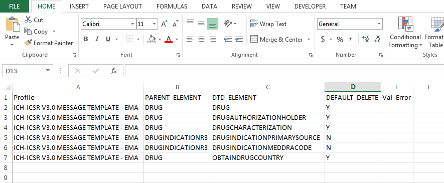 CSV file