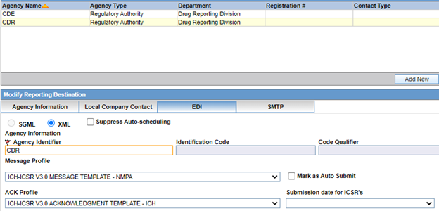 setting up reporting destination