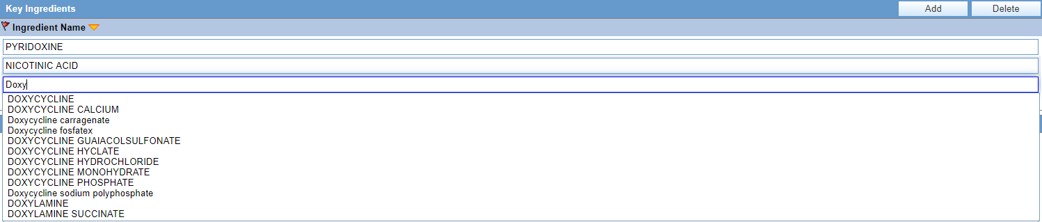 Sample type ahead feature