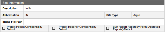 Site configuration printout