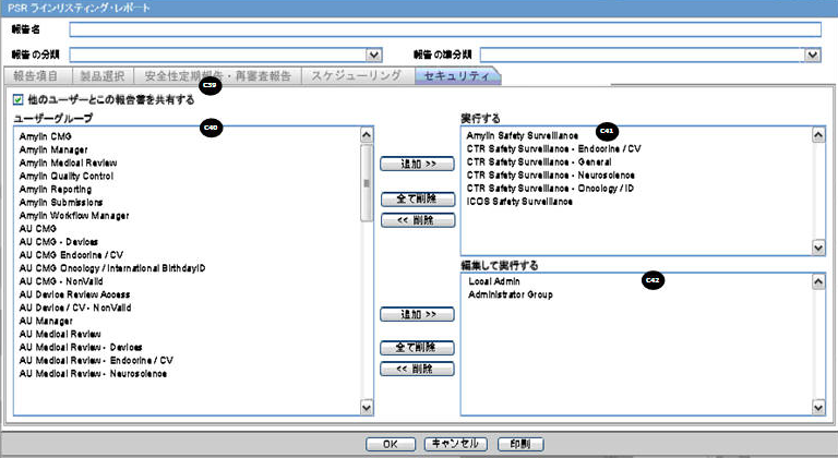 Report Security options Report Security options