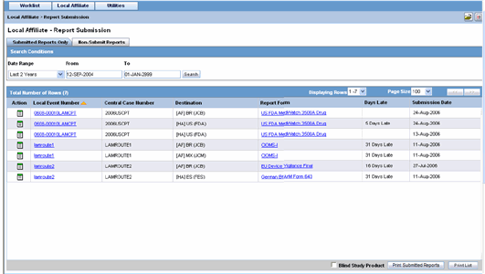 Report Submission page Report Submission page