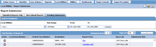 Pending Submission tab