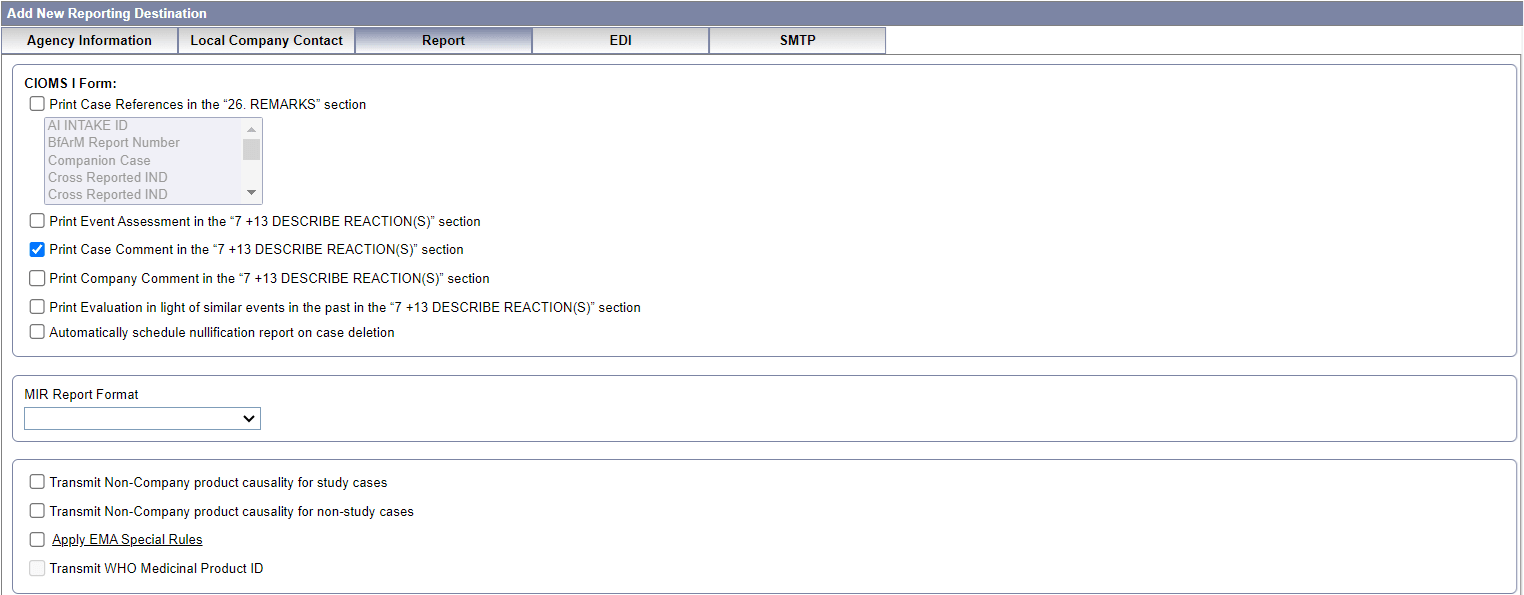 Report tab