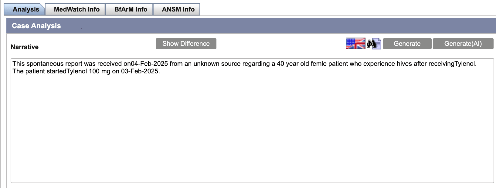 Case analysis narrative