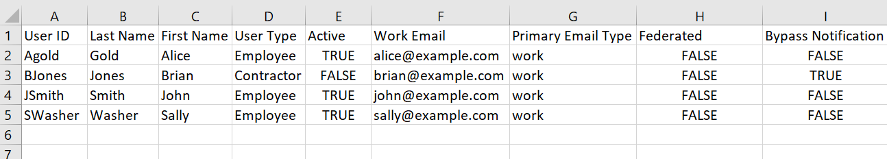 User CSV example 1 User CSV example 1