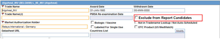 Exclude from Report Candidate option under License Configuration