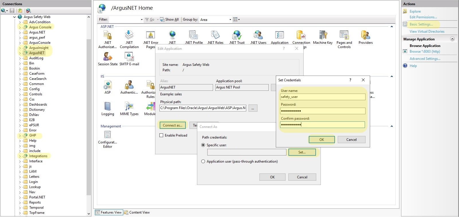 Set Credentials dialog box