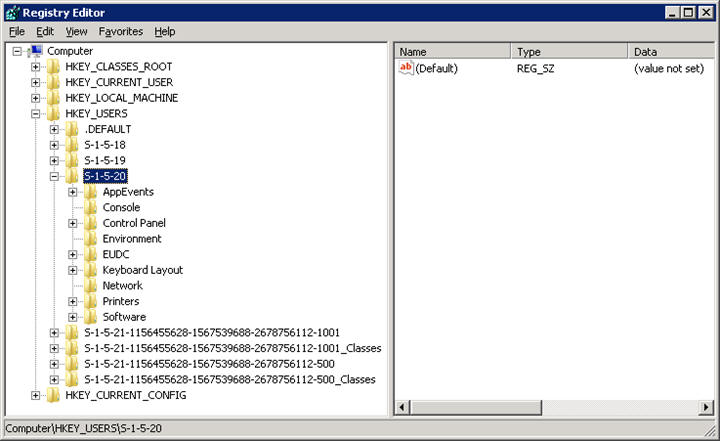 Registry Editor screen
