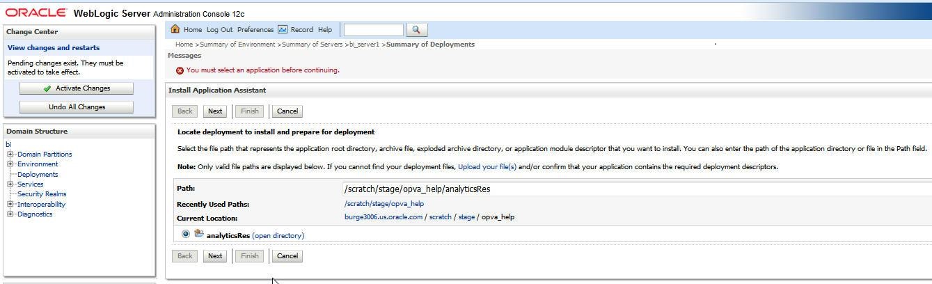 Install Application Assistant - Locate deployment to install and prepare for deployment