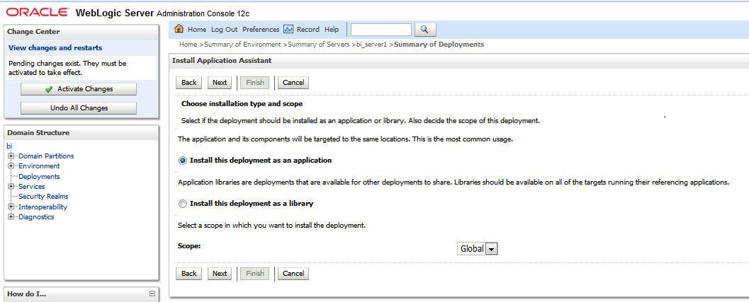 Install Application Assitant - Install this deployment as an application radio button