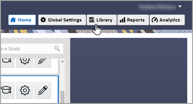 Library is a grayed out button with Black text. Library is a grayed out button with Black text.