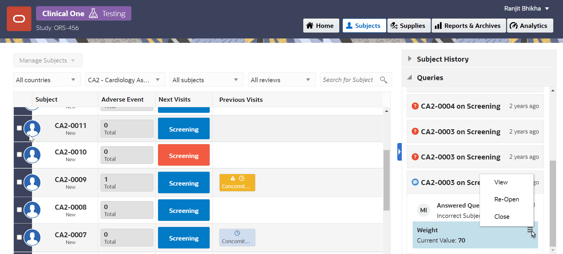 Queries Sidebar menu