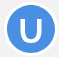 Blue circle with white letter "U".