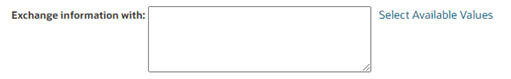 The image shows the exchange information with field where you can edit the reports column and select Available Values.