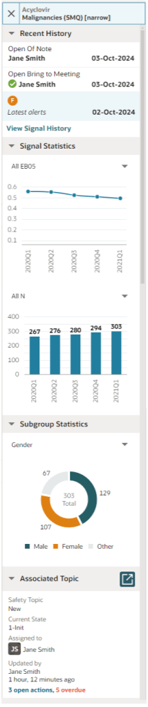 Detail panel for one or more products