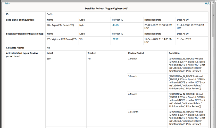 View the refresh details