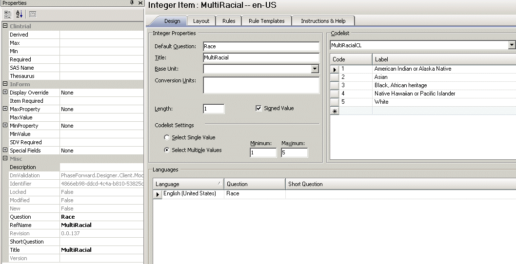 Central Designer Properties Browser view with checkbox controls Central Designer Properties Browser view with checkbox controls