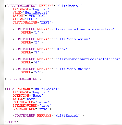 MedML definition with checkbox controls MedML definition with checkbox controls