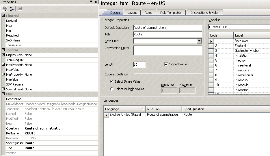 Central Designer Properties Browser view with drop-down list Central Designer Properties Browser view with drop-down list