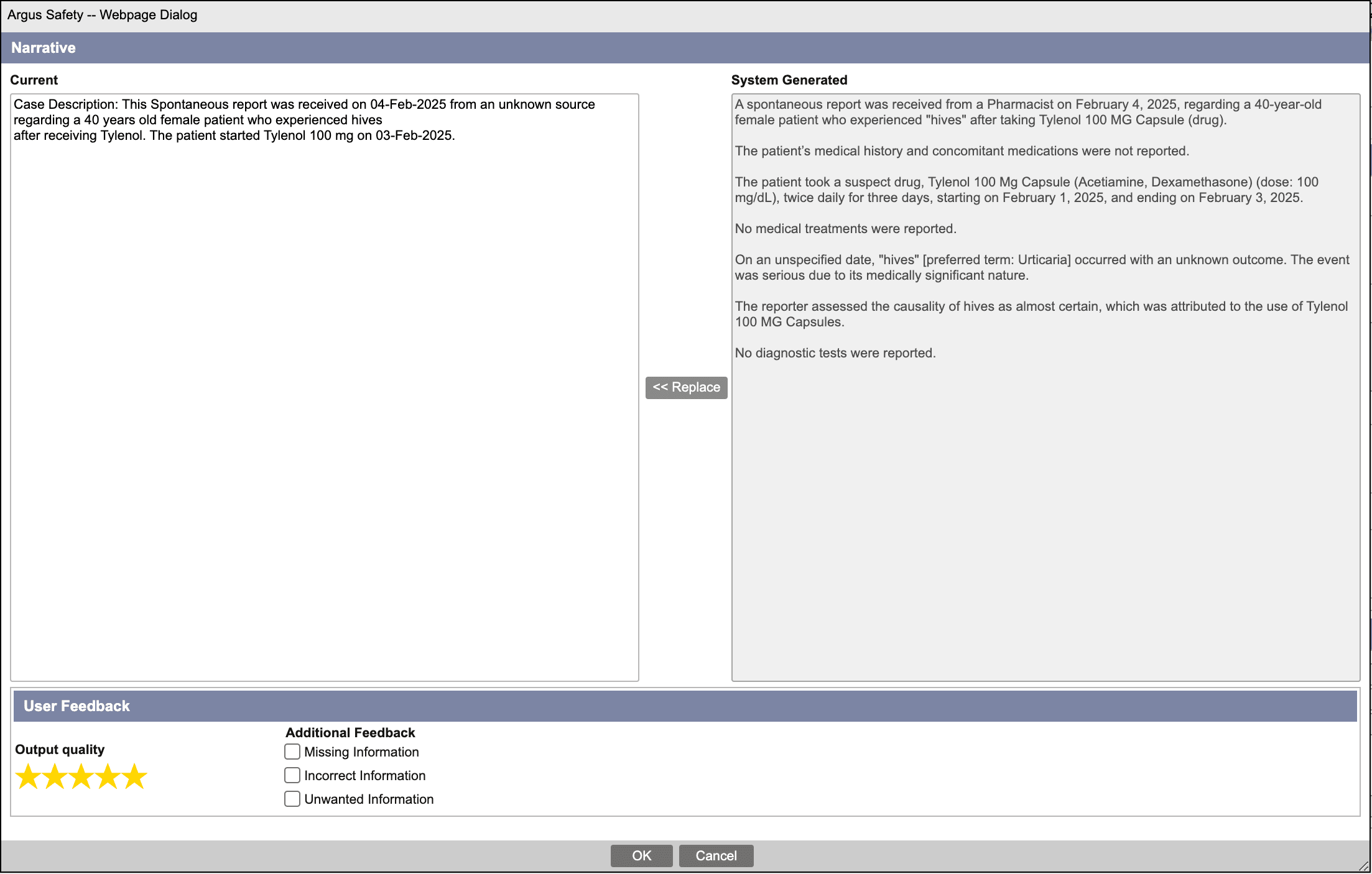 Gen-AI narrative feedback screen