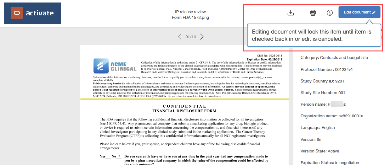 Start document editing process from Preview mode