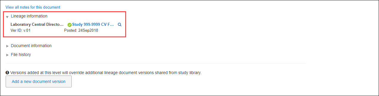 Placeholder Lineage information section