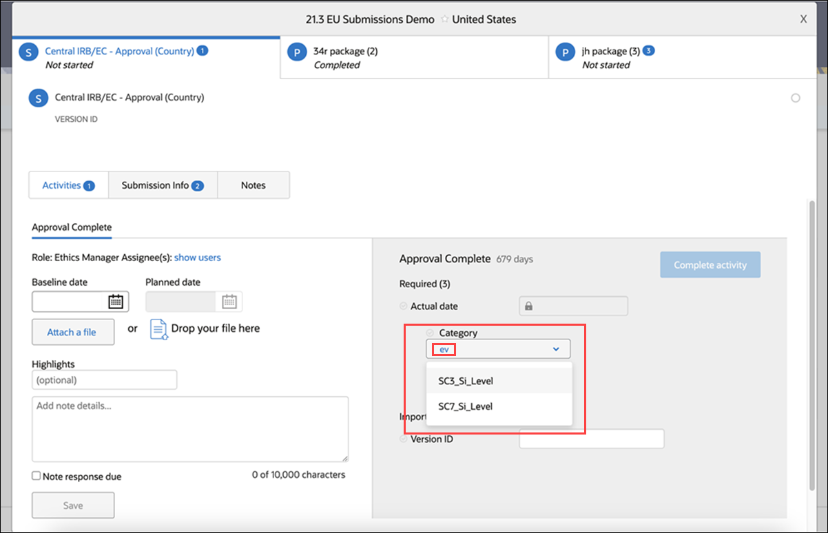 Submission Type drop-down list Submission Type drop-down list