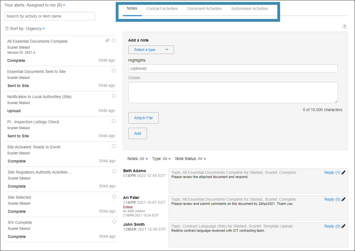 Add a note or review notes from others