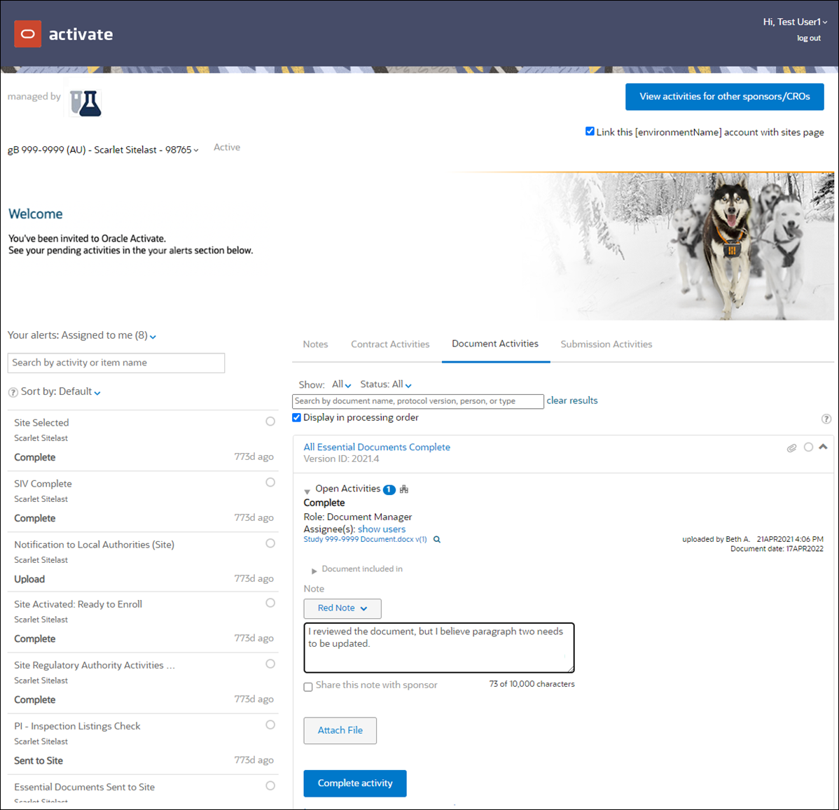 Upload a document in the widget
