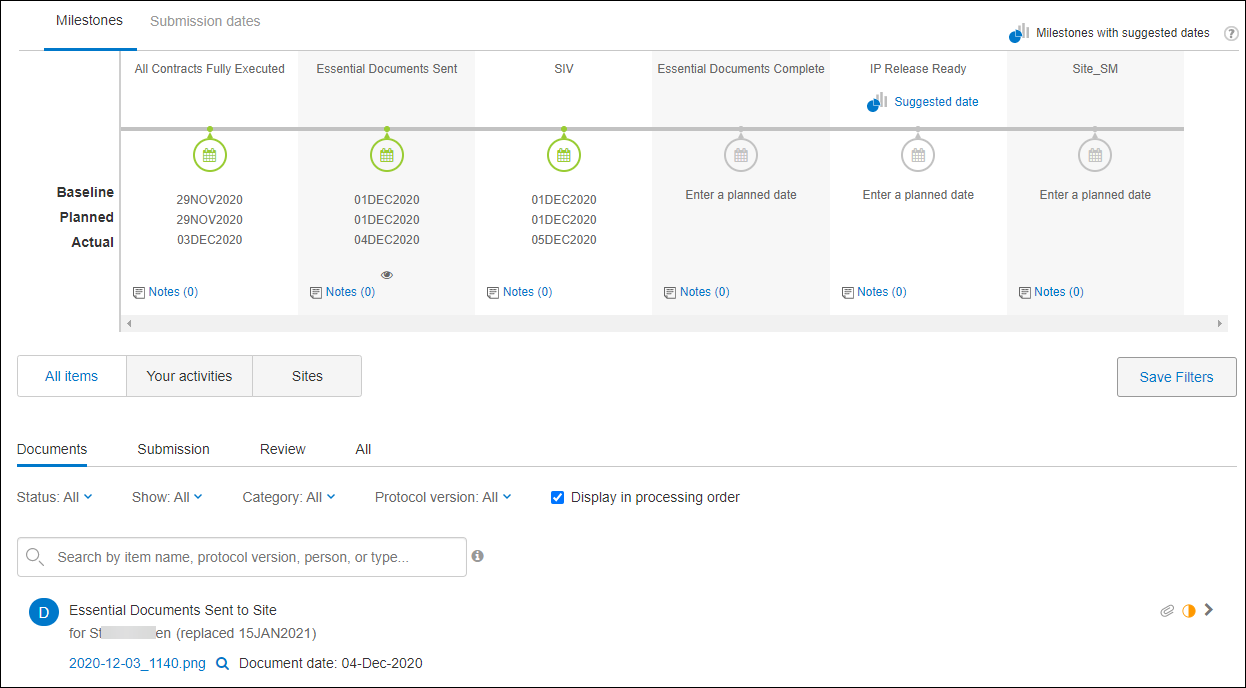 Site page displays All items, Your activities, and Staff secondary tabs above the activity placeholder list