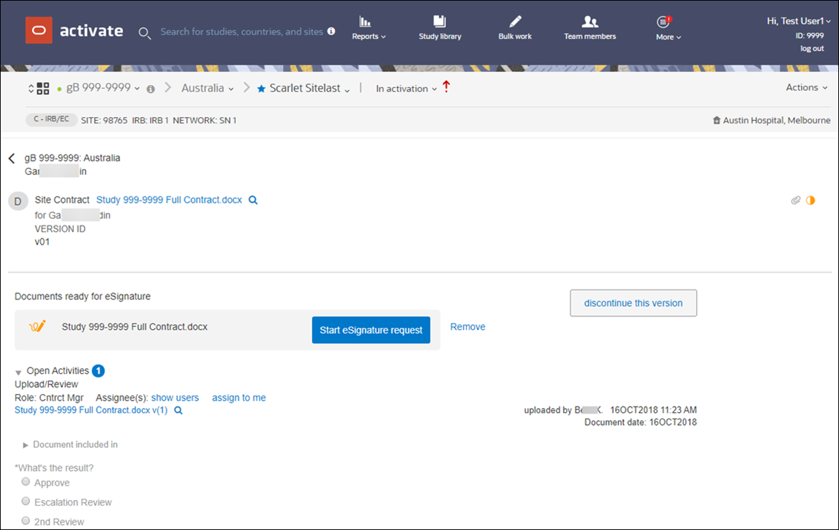 Begin assignment and esignature tagging process