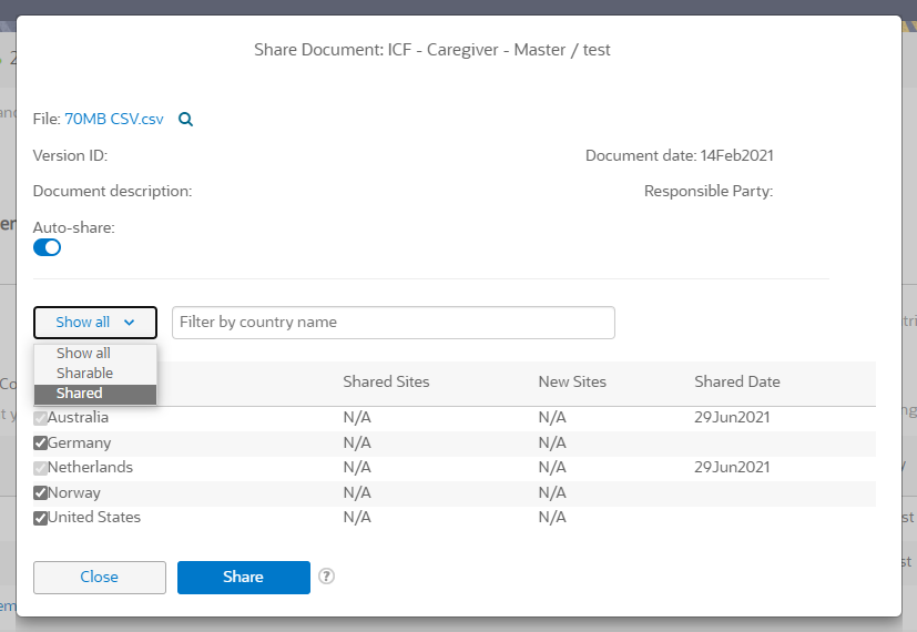 Confirm a document was shared