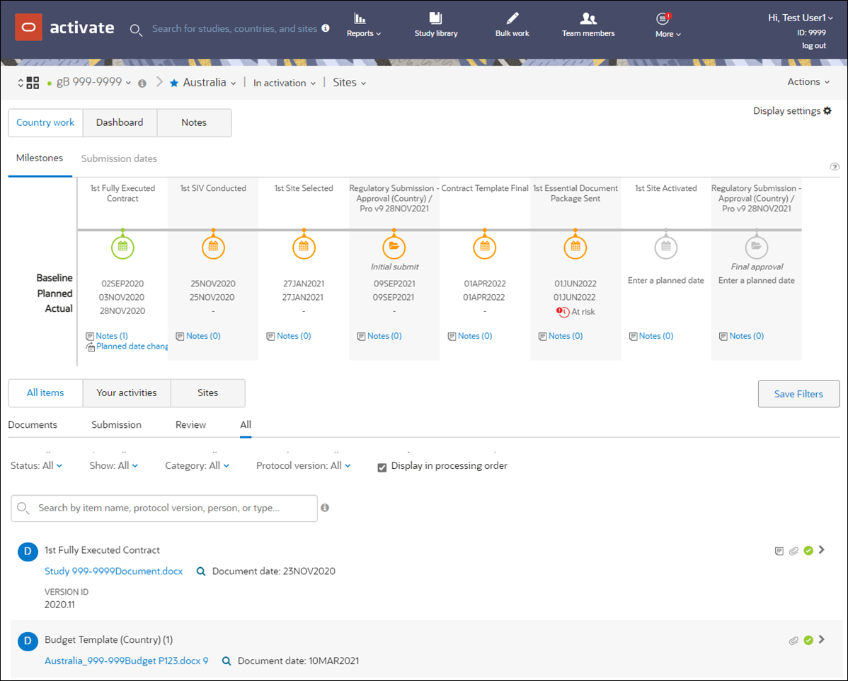 Study country page with favorite and country status displayed in persistent header