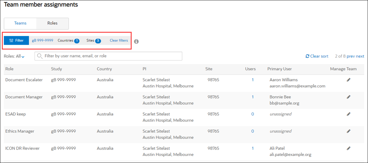 Team member assignments – Teams tab