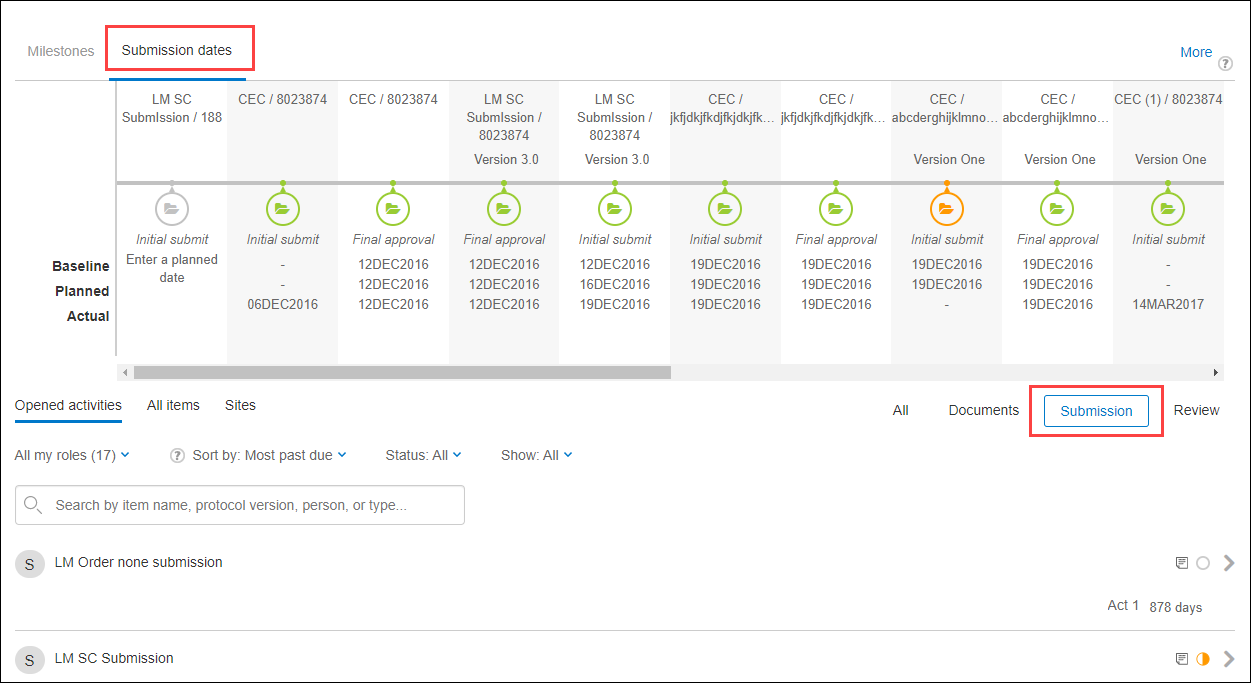 Submission date timeline and Submission placeholder filter Submission date timeline and Submission placeholder filter