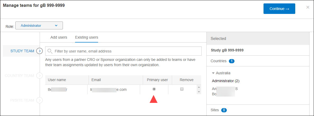 Team member assignments – Primary assignment