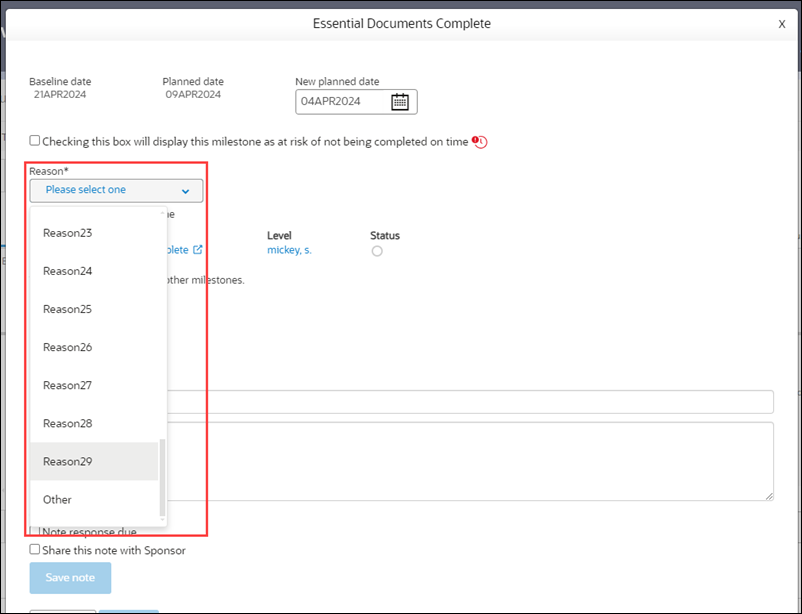 Single select a milestone replan reason