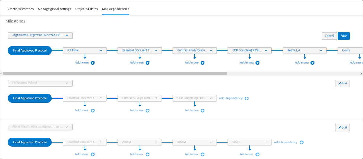 Set up maps with milestones and dependencies Set up maps with milestones and dependencies