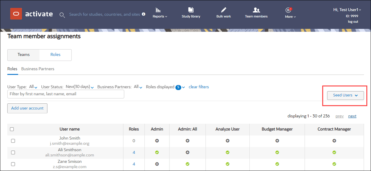 Seed partner users in Team member assignments area