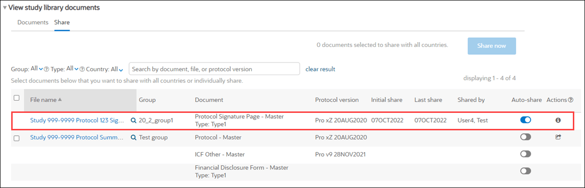 Share tab with example of auto-share enabled document Share tab with example of auto-share enabled document