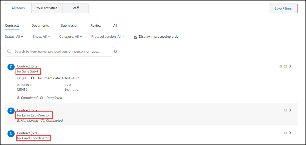 Staff level contracts reflect staff member's name