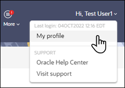 Access user profile from drop-down menu