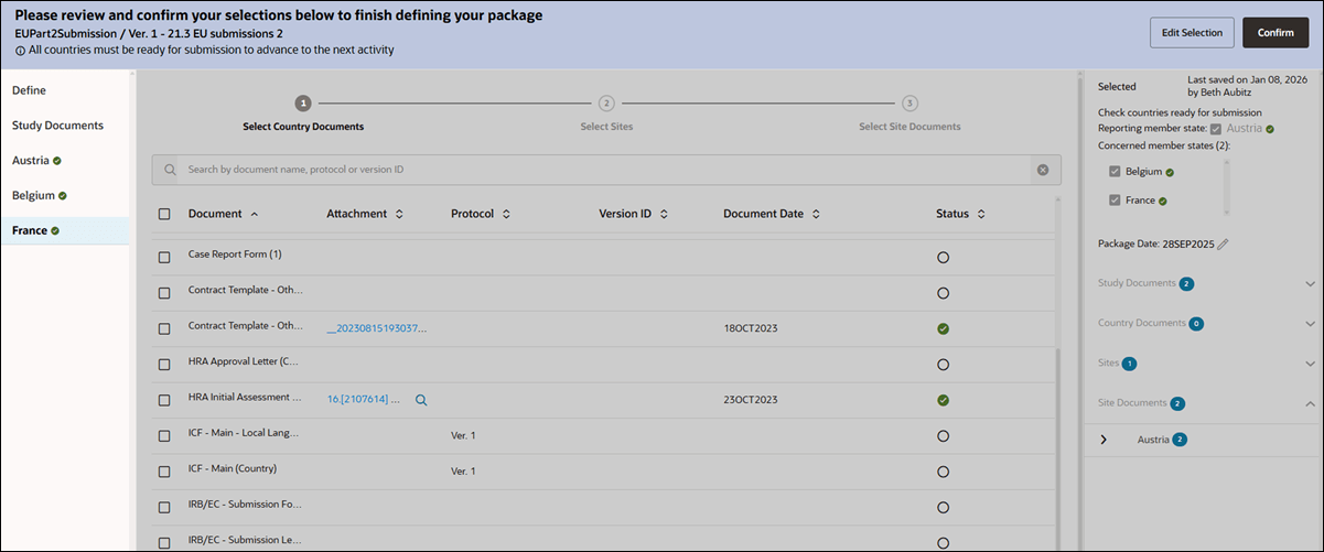Left navigation options enabled with selections displayed in read-only mode Left navigation options enabled with selections displayed in read-only mode