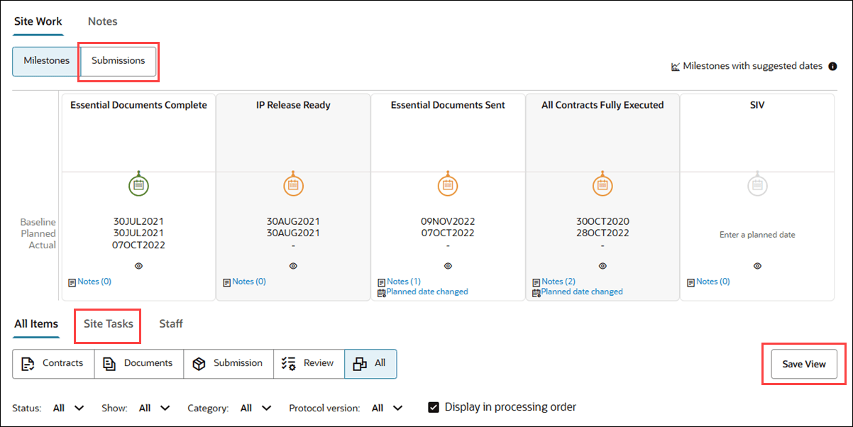 Site home page showing updated Submissions and Site Tasks tab labels Site home page showing updated Submissions and Site Tasks tab labels